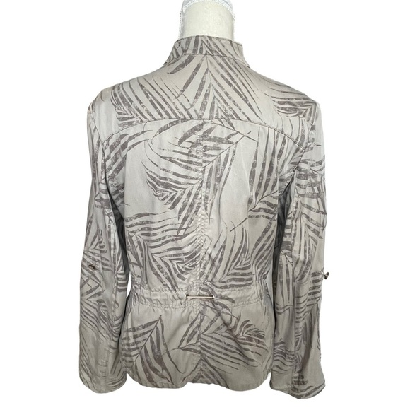 White House Black Matket Women’s Palm Print UtilityJacket Size 6 Roll Tab Sleeve - Picture 6 of 10